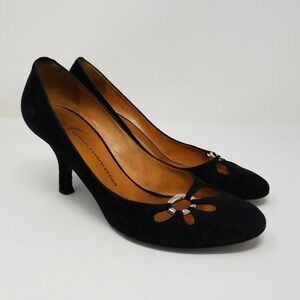 Giuseppe Zanotti Womens Suede Buckle Cutout Detail High Heel Pumps Black Size 37